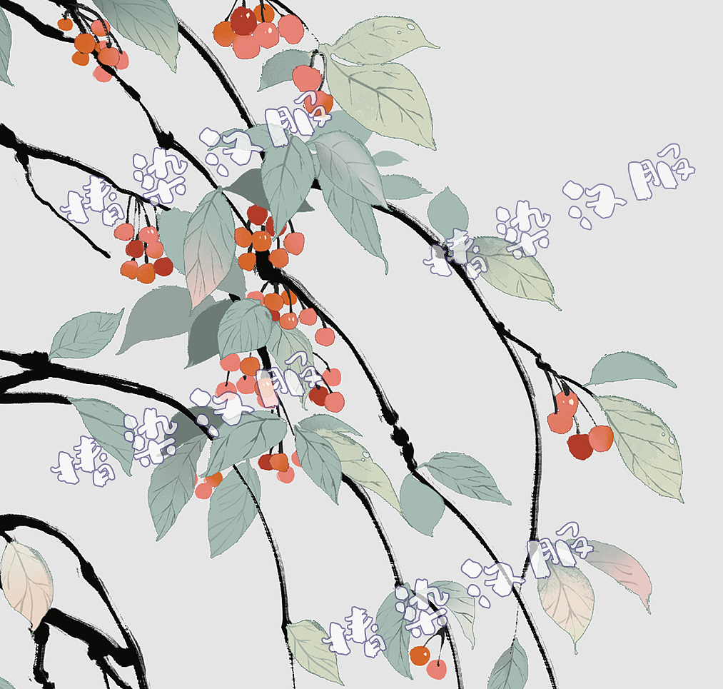 櫻桃與鸚鵡明制漢服領(lǐng)子設(shè)計（圖ZMjEwNjQ4MzY0） - 其他服裝 - 站酷設(shè)計師一顆魚仔原創(chuàng)素材 - 站酷ZCOOL