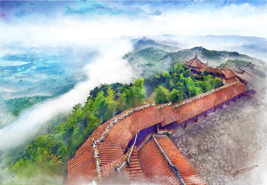 数字水彩《蜀南竹海》|商业插画|插画|春和绘 - 原创设计作品 - 站酷