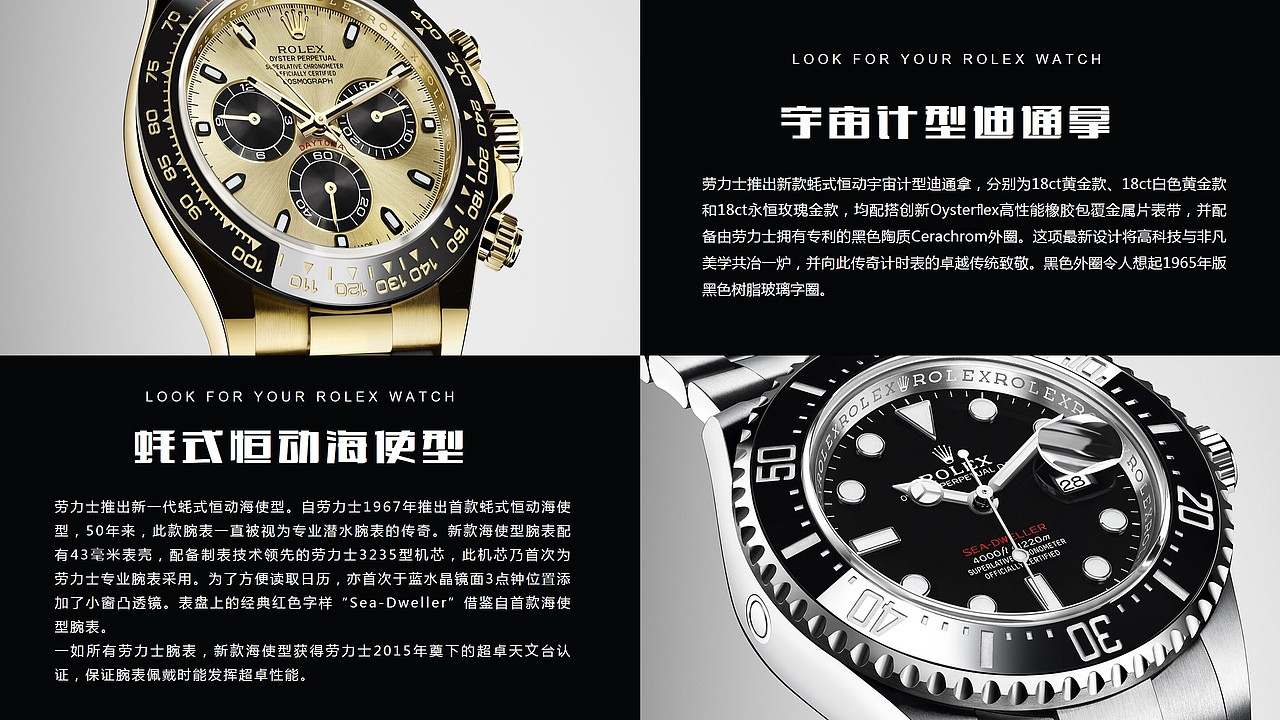 高端rolex劳力士手表腕表宣传推广ppt模板