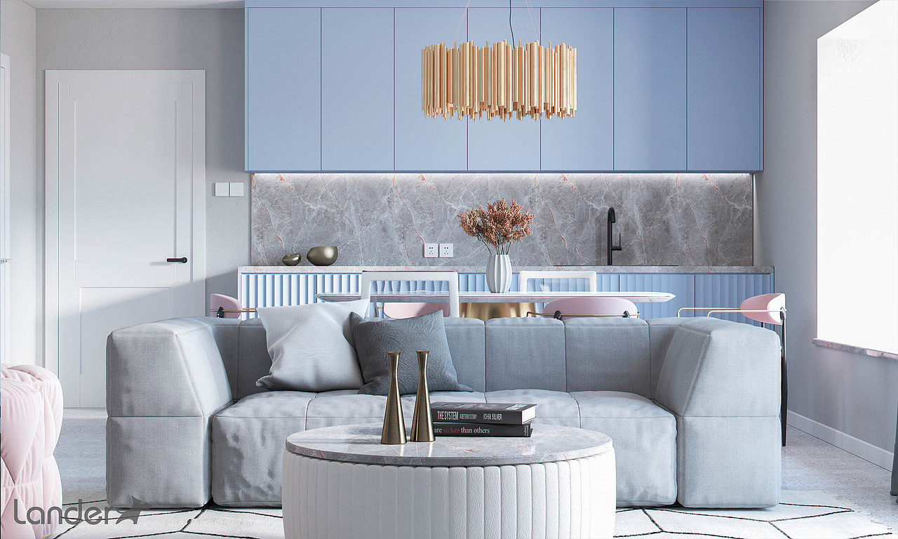 现代轻奢风格客餐厅（图ZMTcyNzk3OTg0） - 家装设计 - 站酷设计师lander_design原创素材 - 站酷ZCOOL