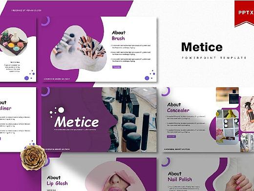 免費下載-紫色大氣女性美容彩妝化妝品PPT模板