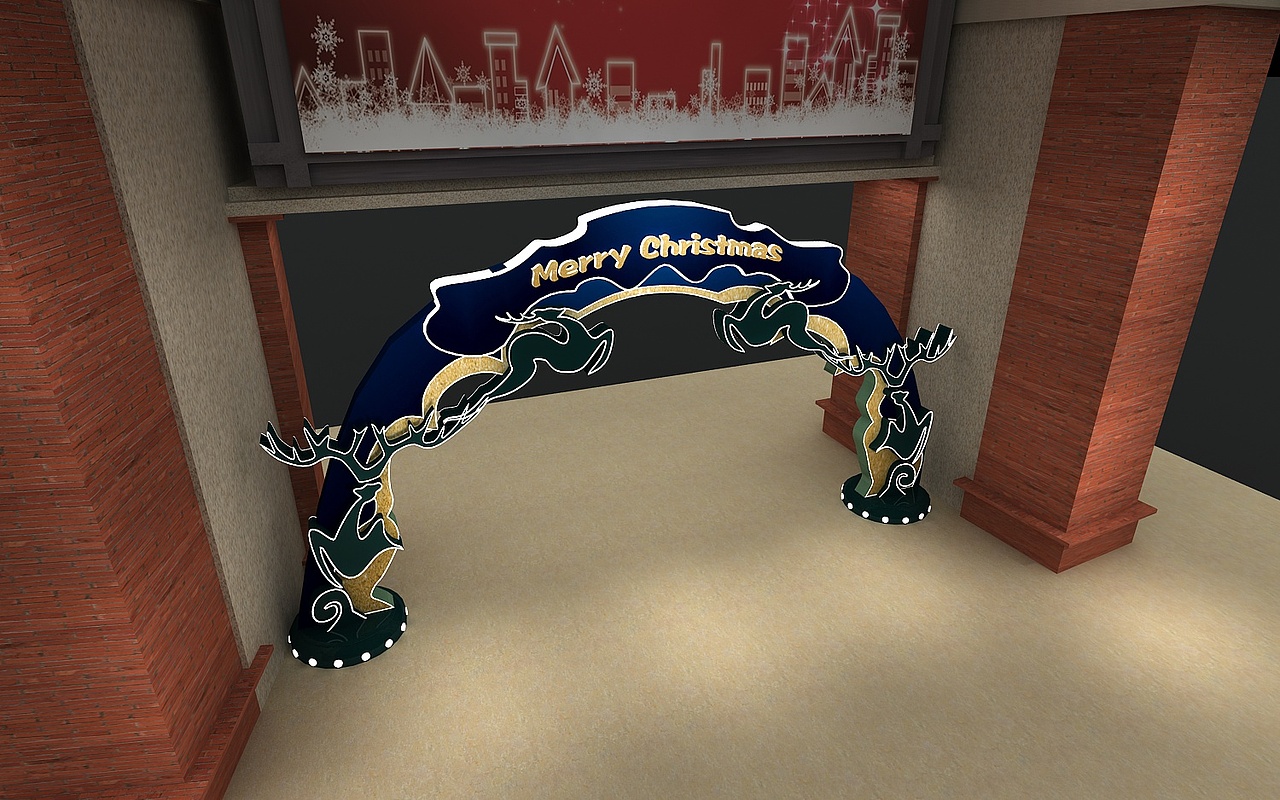 圣诞节布置设计,美陈展示展览效果,展厅展会设计