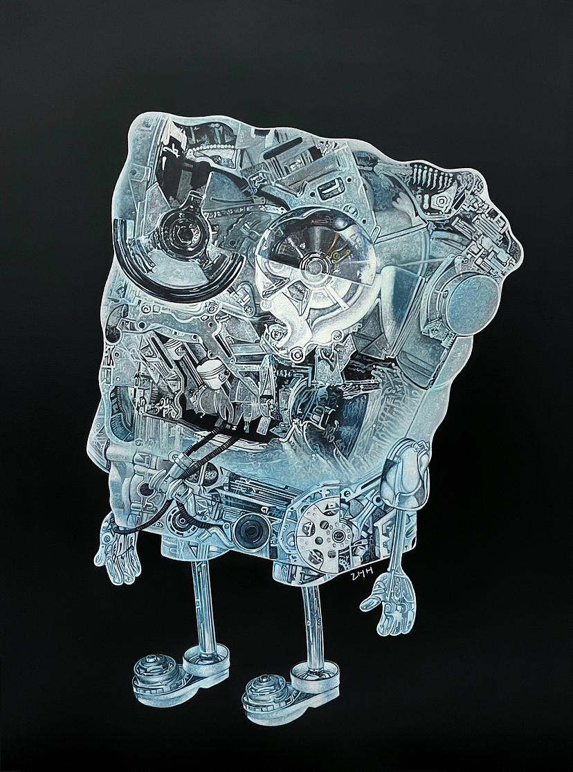 机械海绵宝宝 丙烯手绘