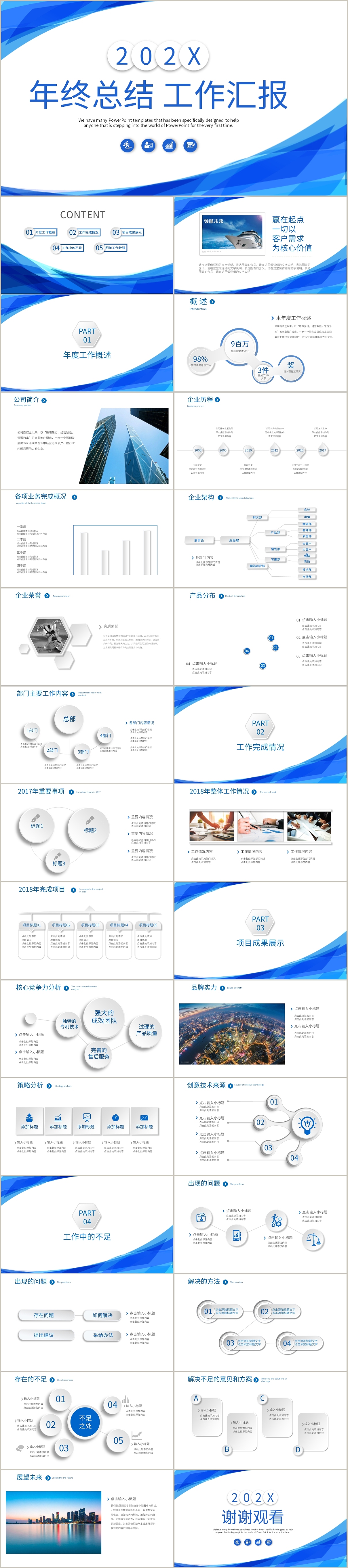 创意简约蓝色公司企业年度工作总结计划汇报PPT模板