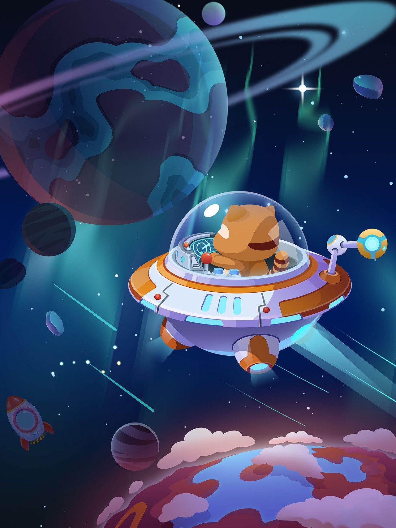 太空奇遇|插画|游戏原画|水彩牧歌_原创作品-站酷zcool