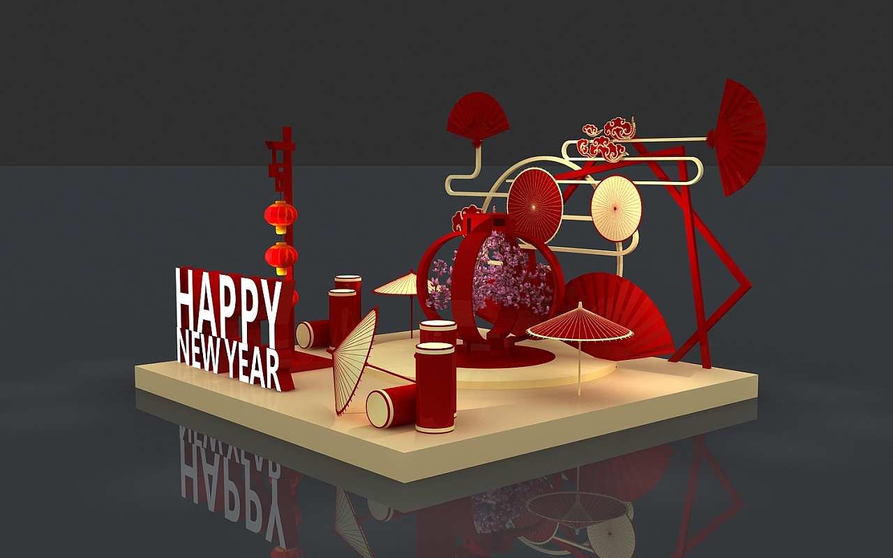 商场户外美陈dp点网红打卡点3d效果图设计制作