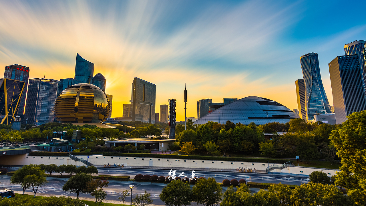 #看杭州# 杭州国际会议中心&杭州大剧院 日落