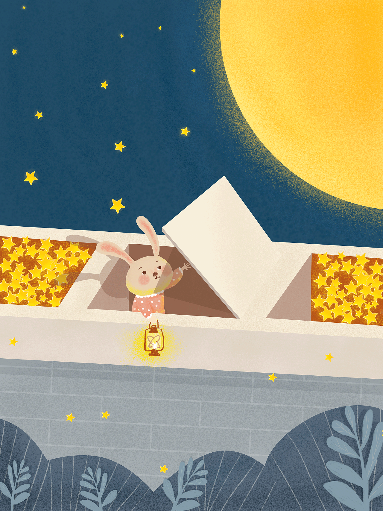 板绘-治愈系晚安插画