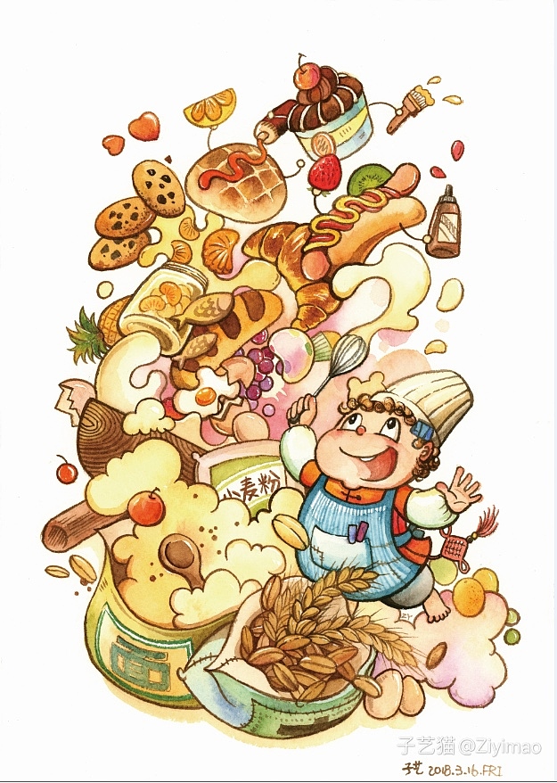 《面包男孩Ⅱ》童书插图（图ZMTk1NTYzMDUy） - 商业插画 - 站酷设计师子艺猫原创素材 - 站酷ZCOOL