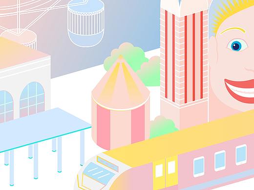 创意动图-小火车在游乐园