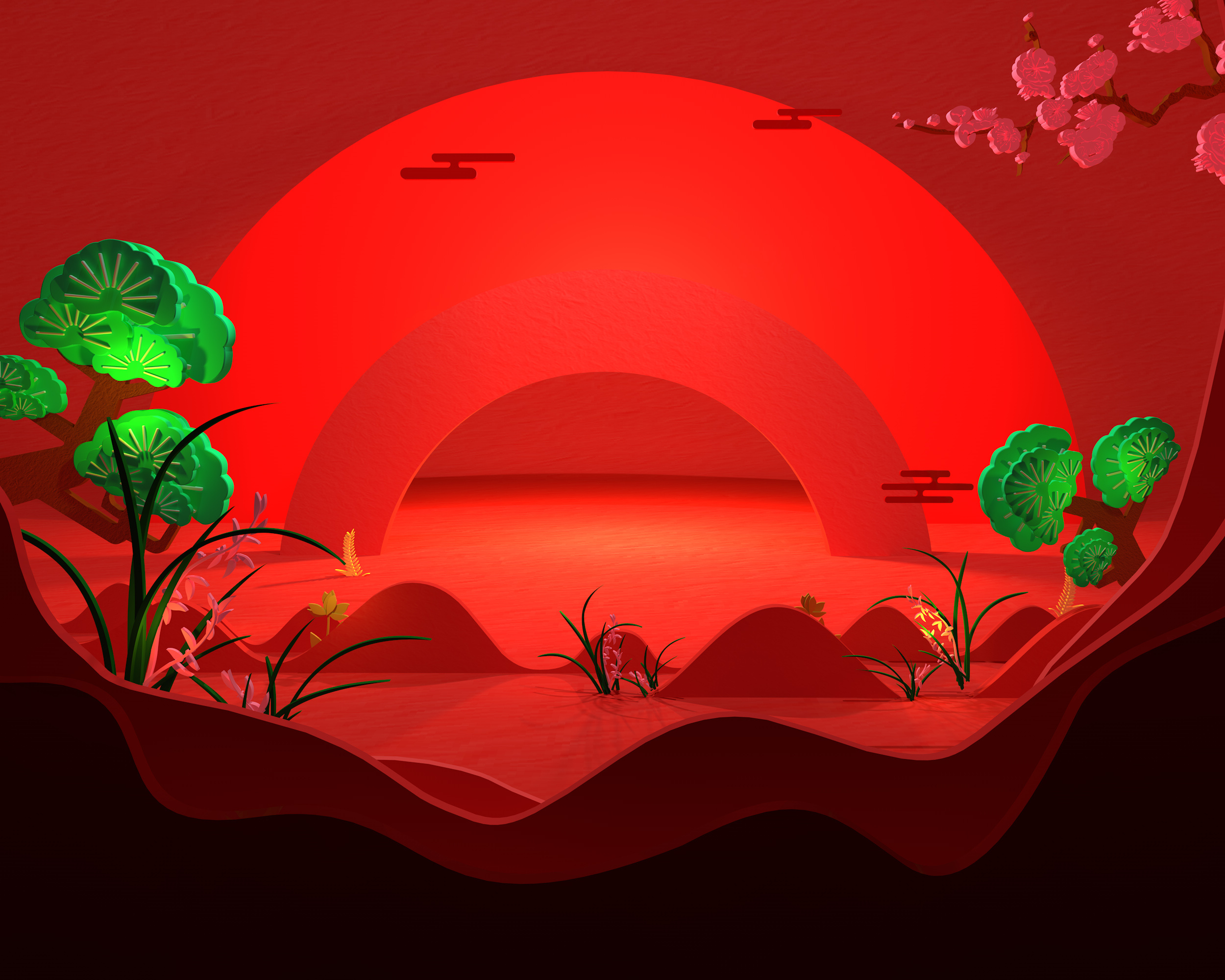 年货节首页c4d剪纸风九阳小家电页面