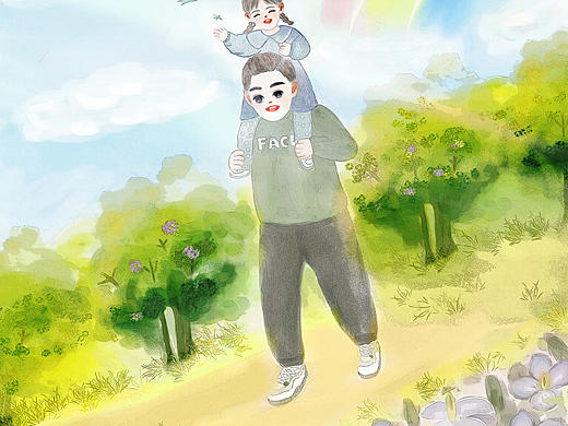 今生坐过最贵的车,是爸爸的肩膀!（个人主页-ZNTM5MTE1MDA=） - 创作习作 - 站酷设计师浅浅Anini原创素材 - 站酷ZCOOL