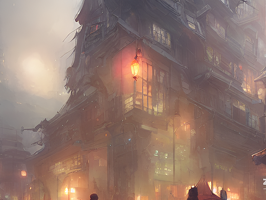 #AI创作实验室#上海插画风,超现实主义,梦幻,舞台照