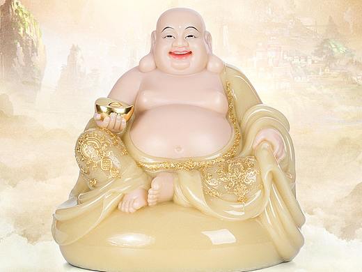 黄玉佛像拍摄 弥勒佛产品摄影