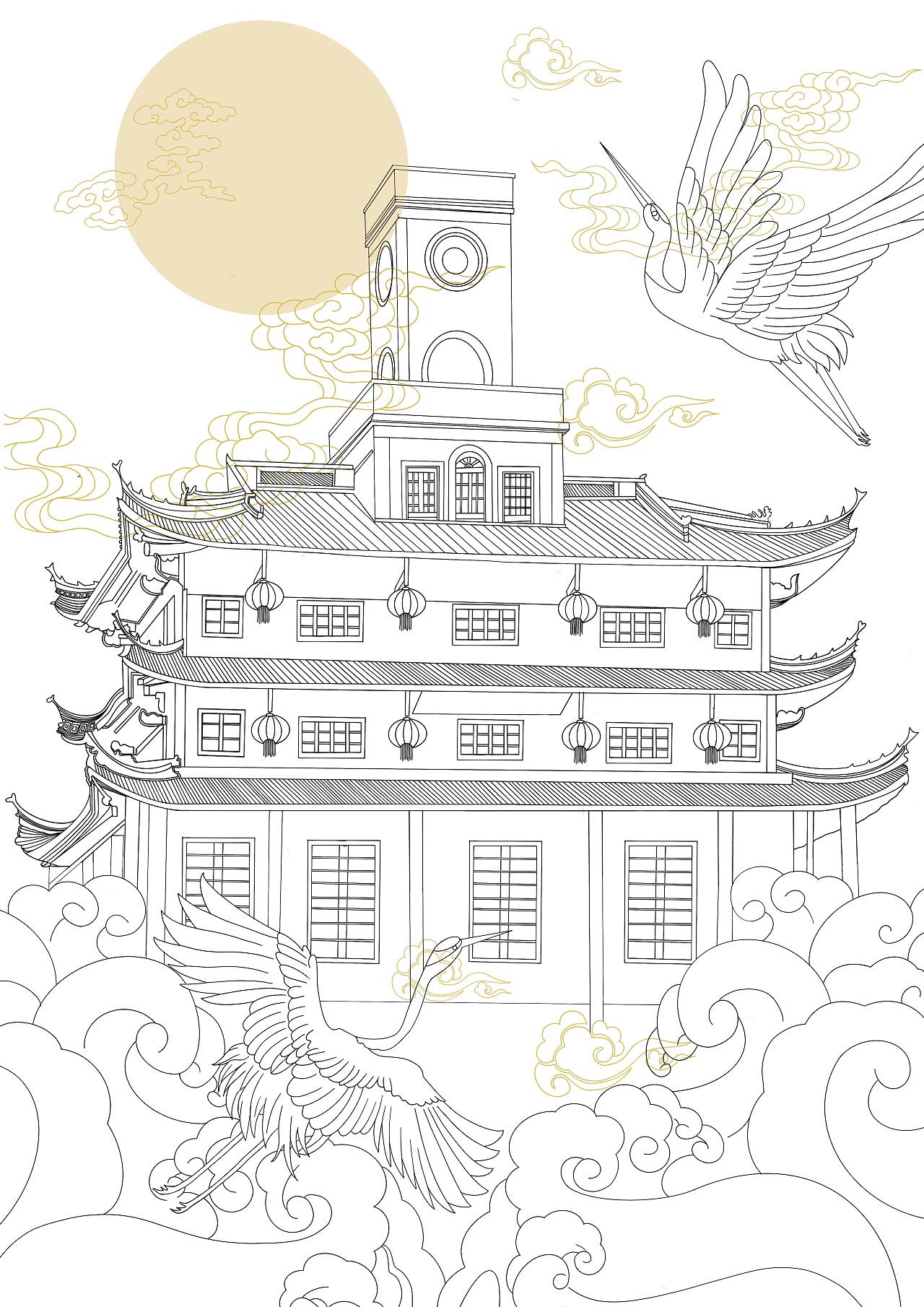 建筑中国风插画