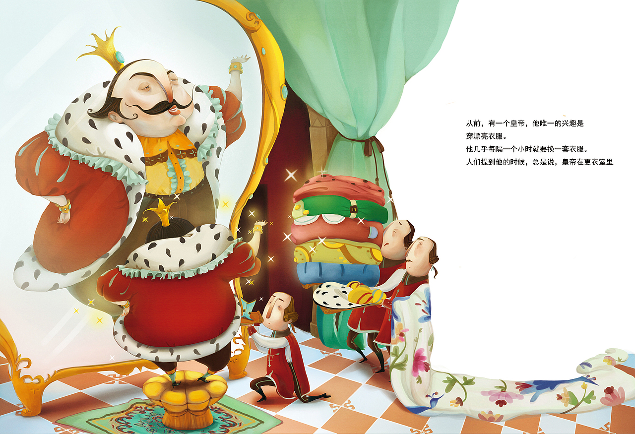 童话绘本——国王新装部分内页图（图ZMzc3MTk3ODQ=） - 儿童插画 - 站酷设计师晓卫VAVA原创素材 - 站酷ZCOOL