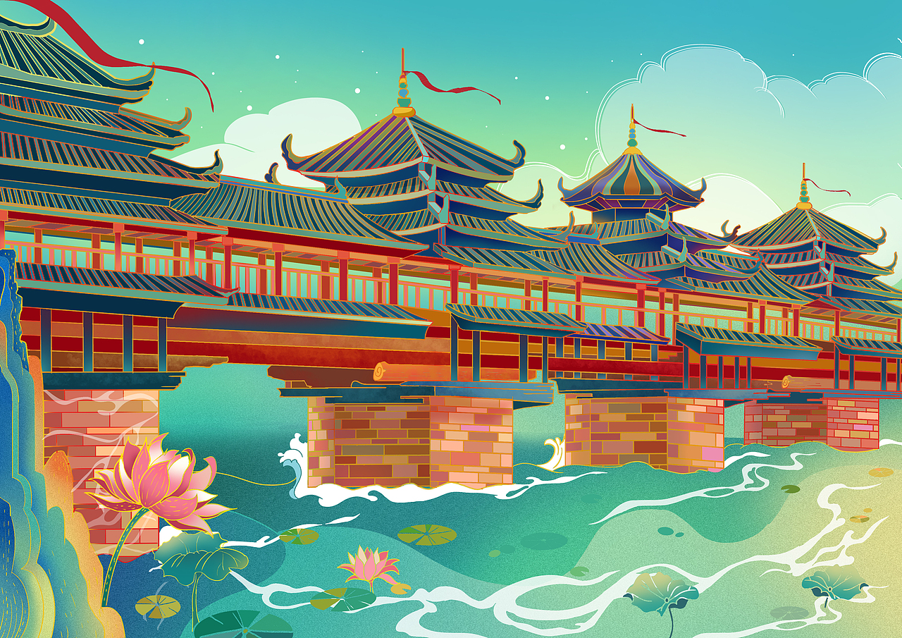 中国传统建筑插画