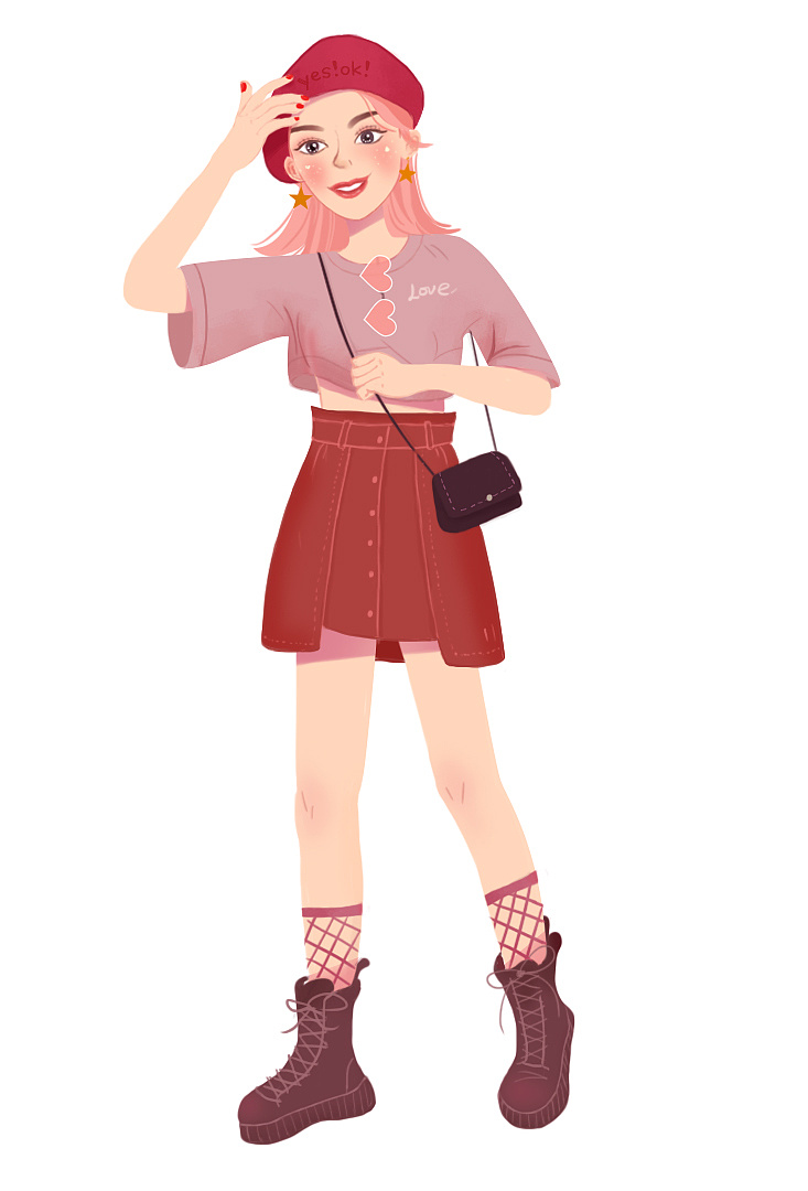 整体造型是参考三张图片,进行临摹整合的,我自己换了色彩搭配,手真的