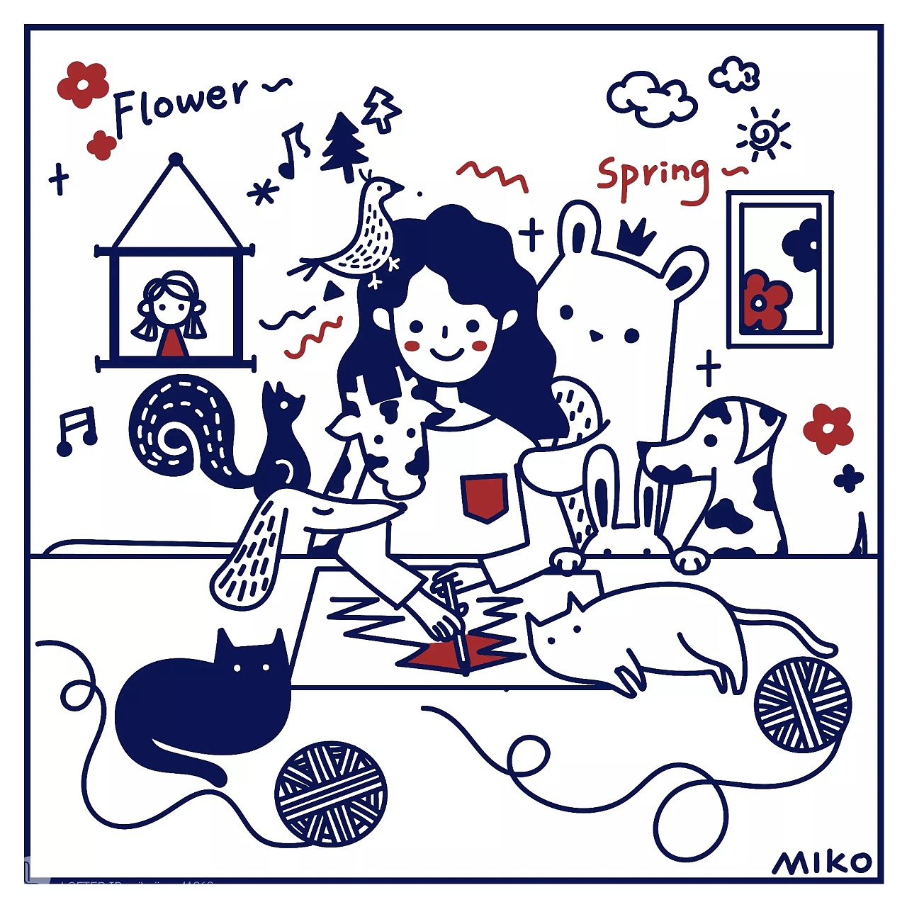 ai线条风小插画