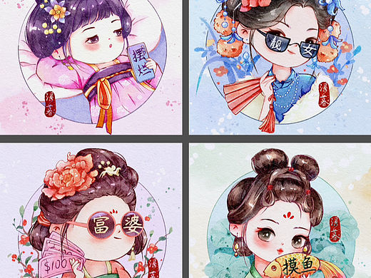 水彩ipad头像插画｜打工人系列｜文创产品
