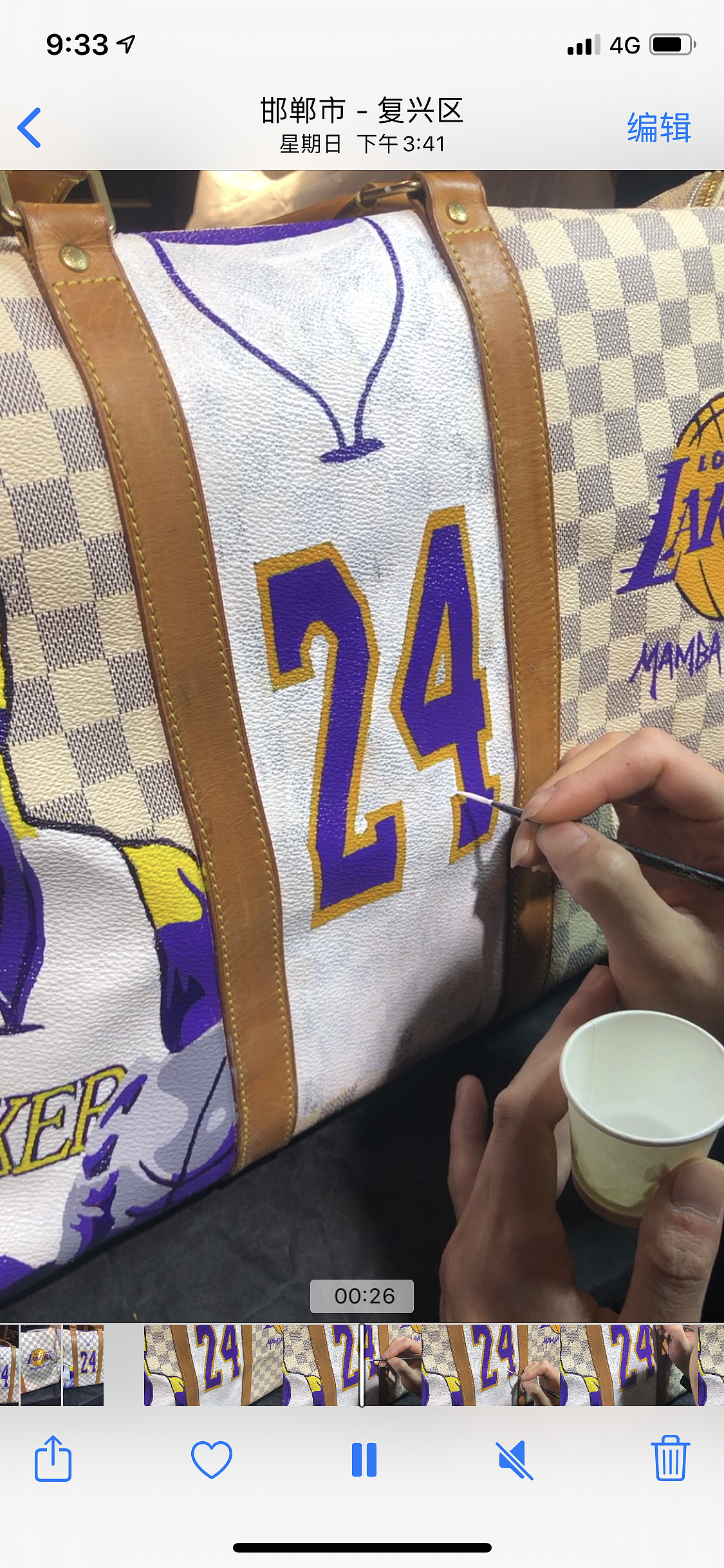 LV包上纯手工彩绘 科比（图ZMTk5OTg4NjMy） - 手办/模玩 - 站酷设计师和尚画画8585原创素材 - 站酷ZCOOL