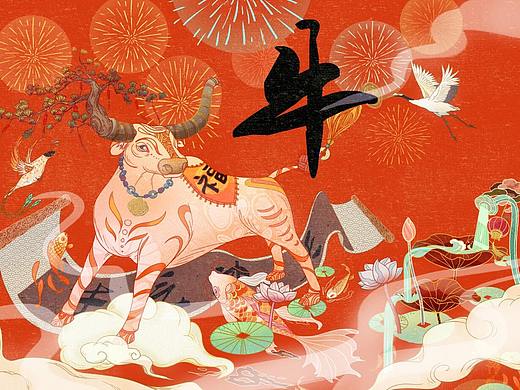 牛年插画（个人主页-ZNTE2OTAyMzI=） - 商业插画 - 站酷设计师毛阿豆art原创素材 - 站酷ZCOOL