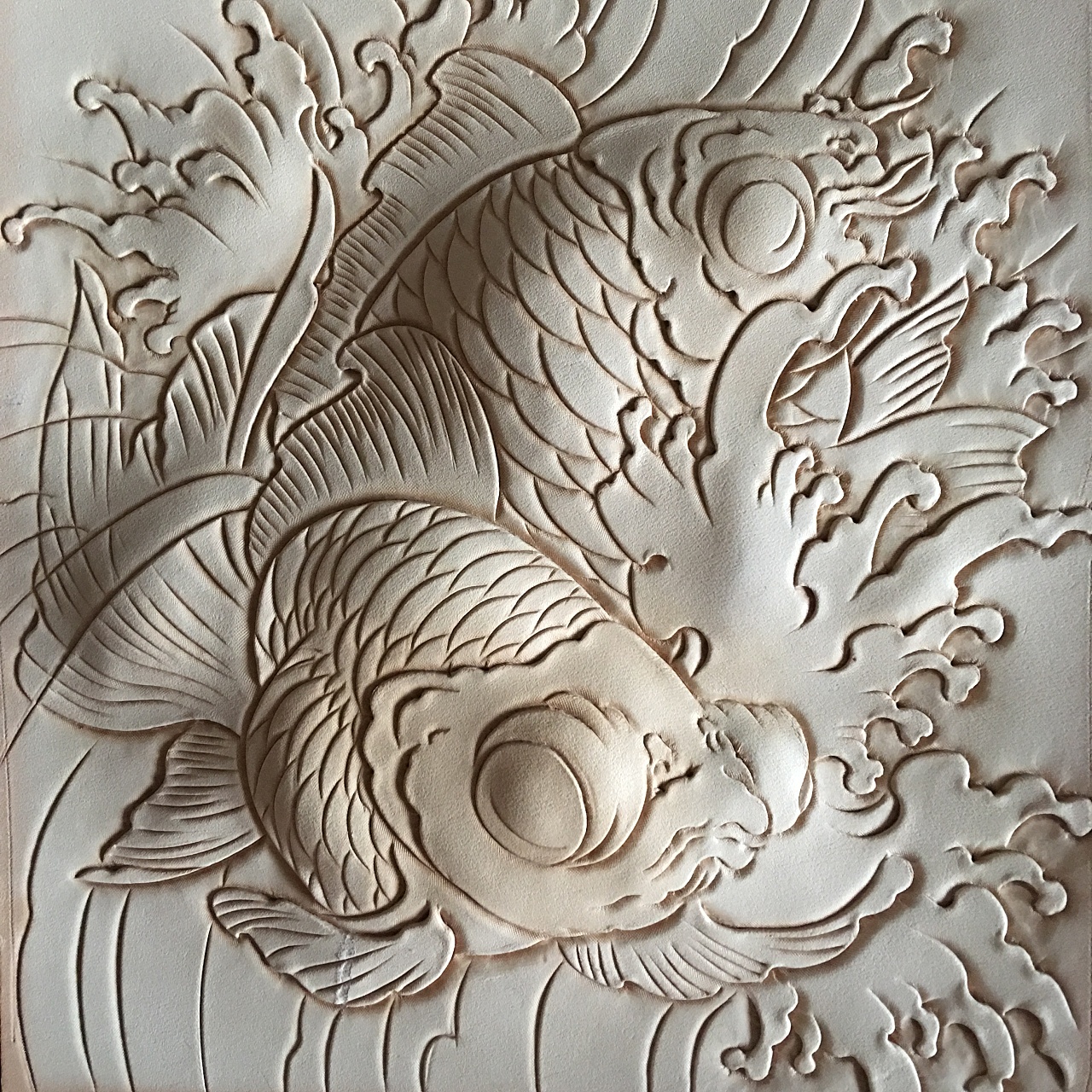 皮雕画--金鱼&鲤鱼