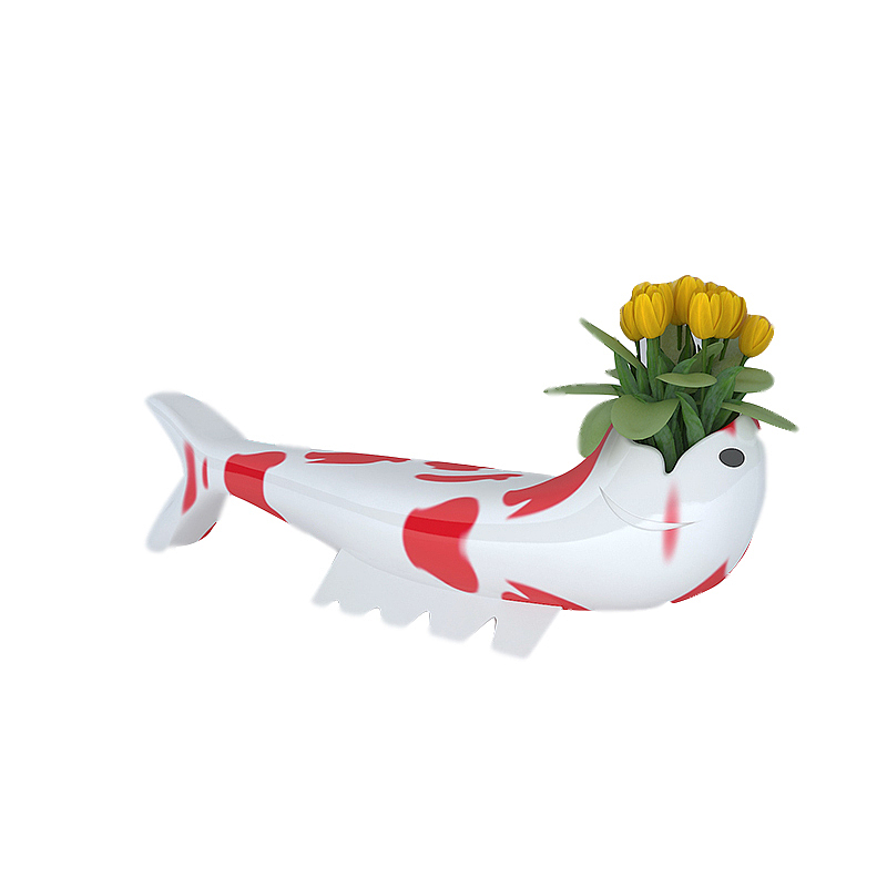 玻璃钢鲤鱼花盆