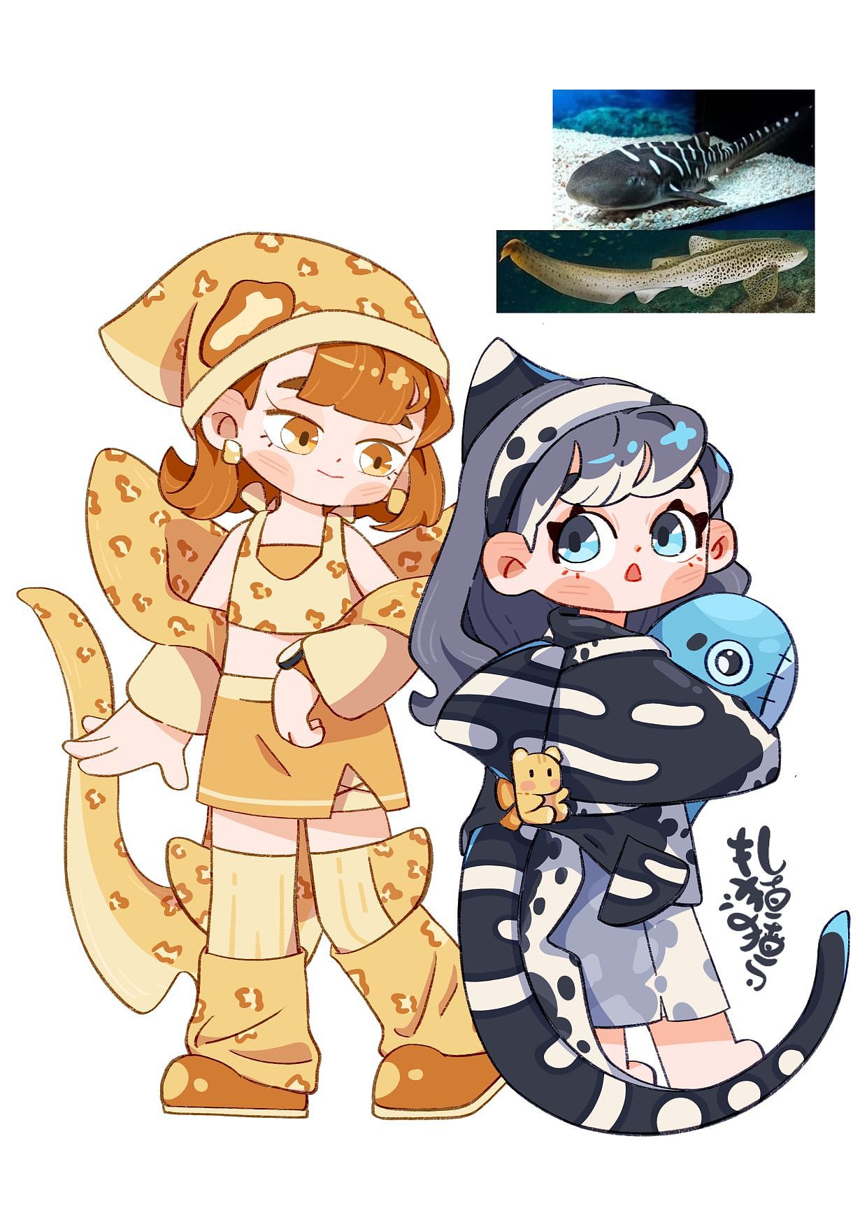 一组海洋生物拟人