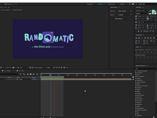 Randomatic随机摆动的字母图层效果After Effects脚本