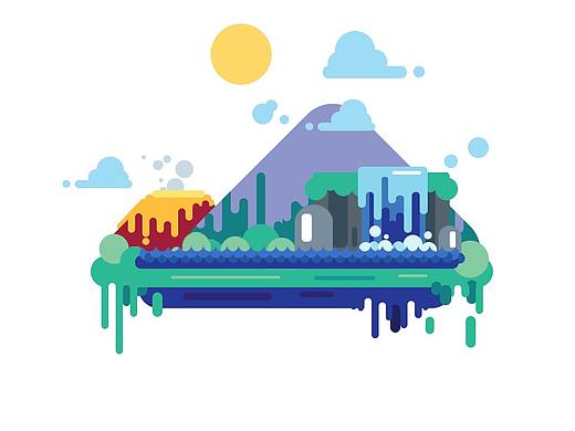 扁平化风景插画