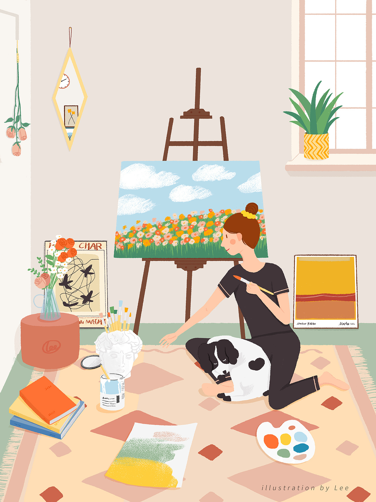 一个人系列|居家系列插画|插画|商业插画|画画咩lee_原创作品-站酷