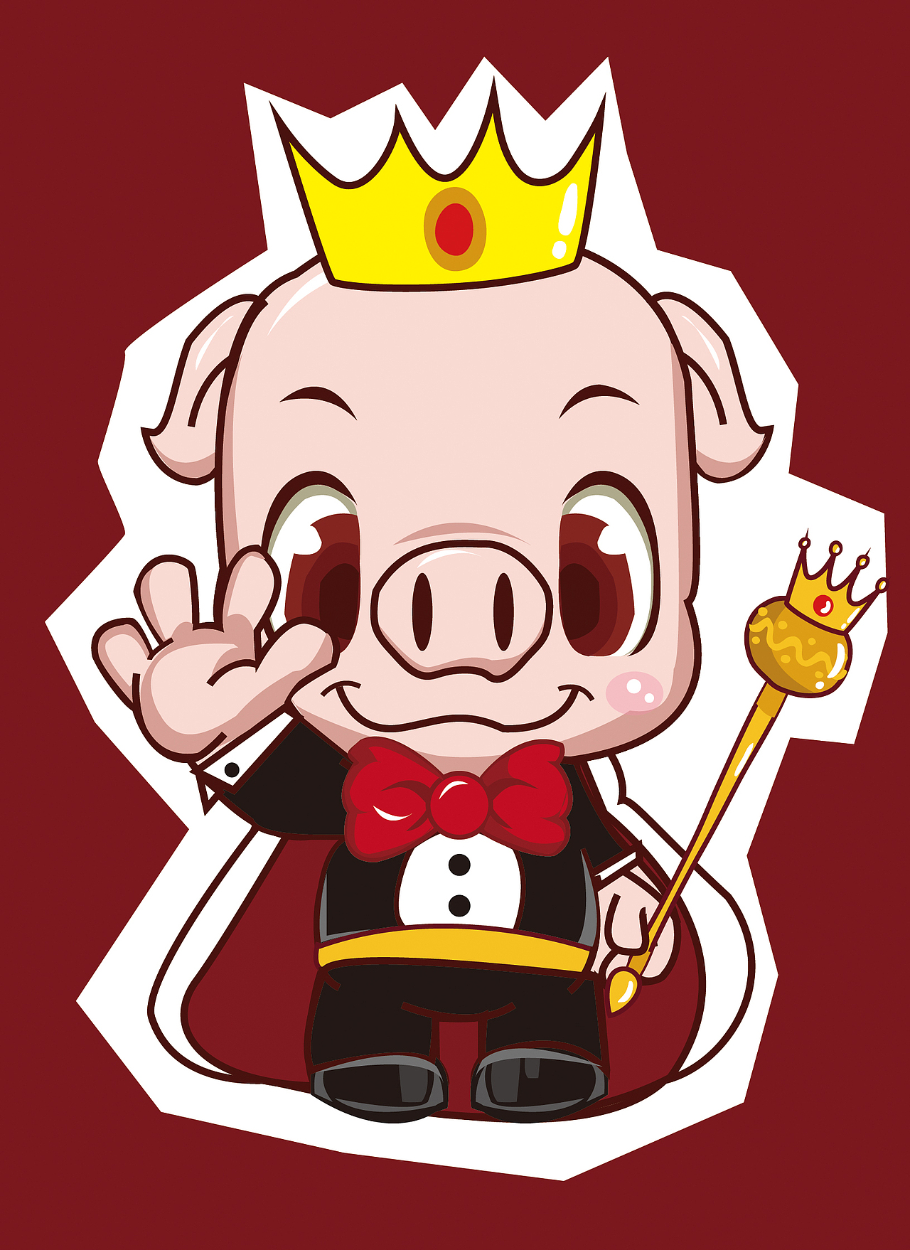 原创作品猪皇子卡通形象设计初稿阶段