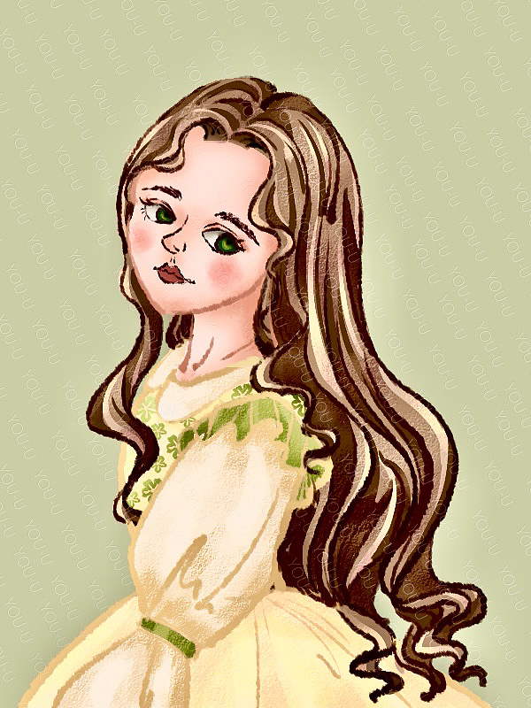 【质感插画打卡挑战】第6幅-复古长发女孩-60min（图ZMzI4Njc4Mzc2） - 创作习作 - 站酷设计师爱画画的尤尤原创素材 - 站酷ZCOOL