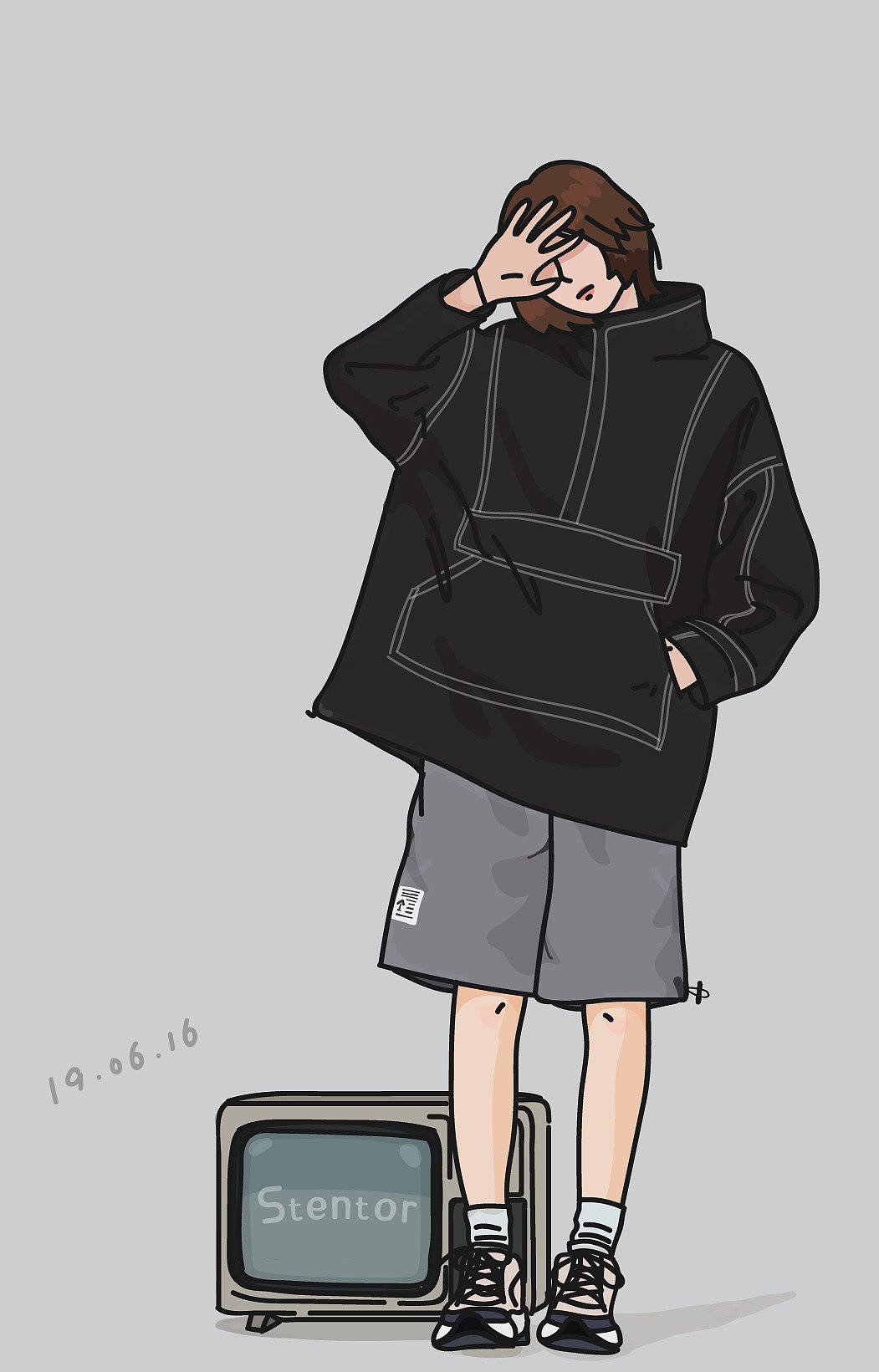 粗线条人物插画易烊千玺