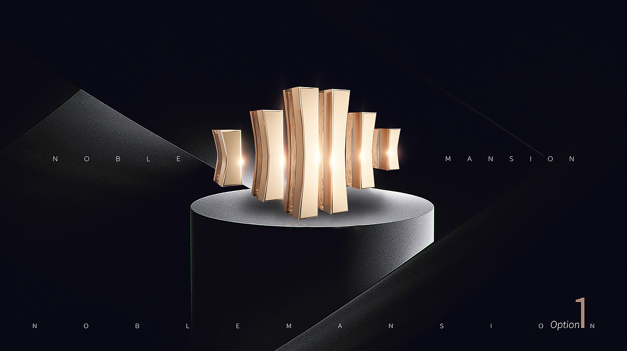 地产提案LOGO标志VI主形象围墙户外黑金C4D立体质感