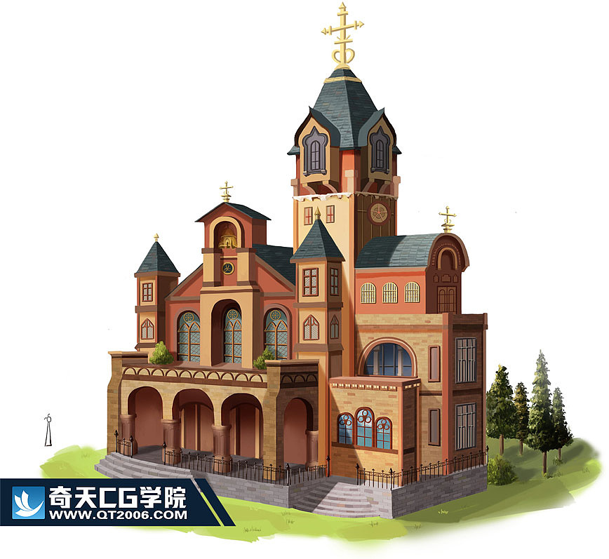 游戏场景原画-建筑单体 |插画|游戏原画|奇天cg学院 - 原创作品