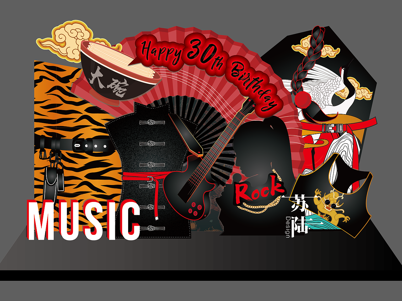 浪姐同人大碗宽面国潮活动设计舞台效果图（图ZMjM1NTI2MDgw） - 舞台美术 - 站酷设计师苏陆原创素材 - 站酷ZCOOL