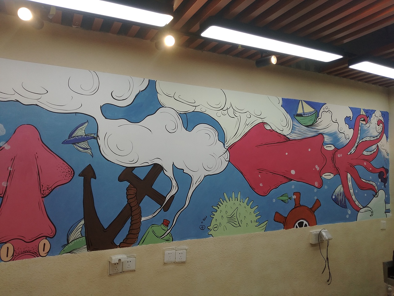 墙绘-《深海鱿鱼餐厅》