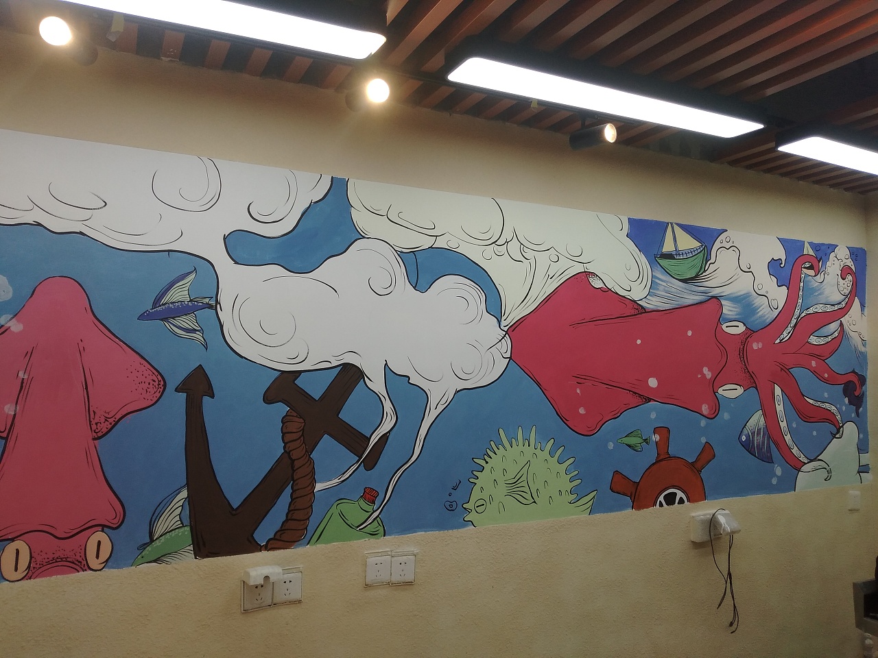 墙绘-《深海鱿鱼餐厅》