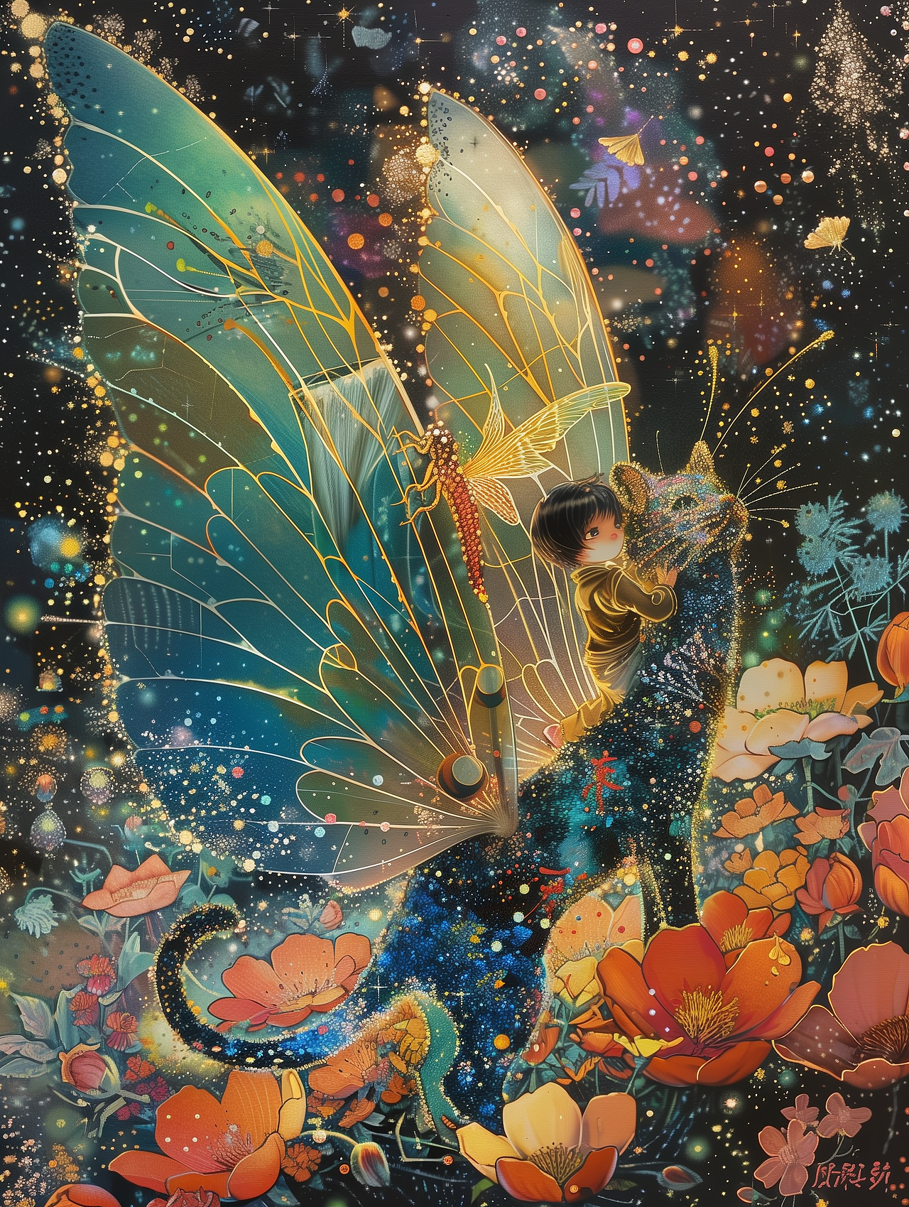 惊蛰之梦蝶猫（AI插画设计）（图ZMzYzMzQwNjM2） - 艺术插画 - 站酷设计师嘉乐CarlosStudio原创素材 - 站酷ZCOOL