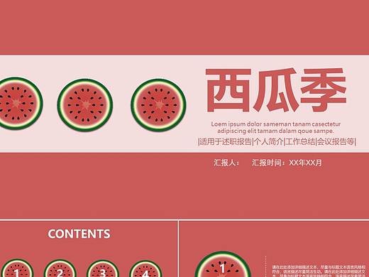 西瓜季个人简介工作总结会议报告PPT模板