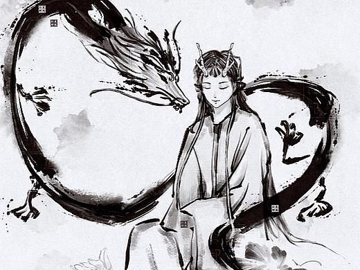 水墨插画动物拟人系列