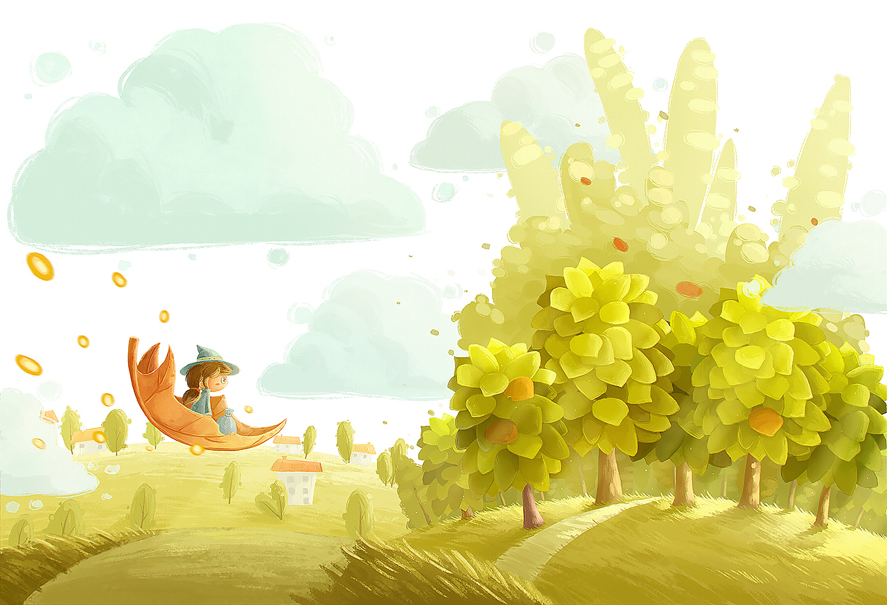 绘本《秋天的小魔女》（图ZNjMzNTk2MDQ=） - 儿童插画 - 站酷设计师在下兔巴达原创素材 - 站酷ZCOOL