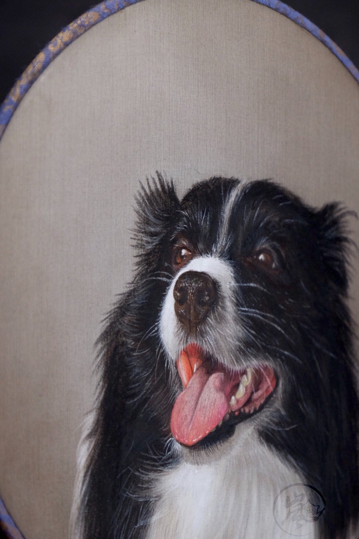 手绘团扇《边境牧羊犬》