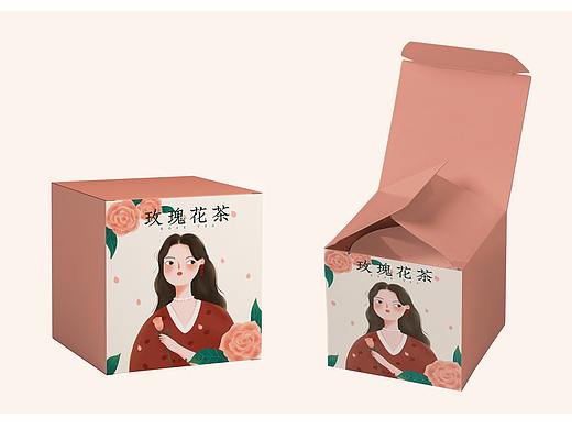 食品包装插画设计 「扁平风」「玫瑰花茶」