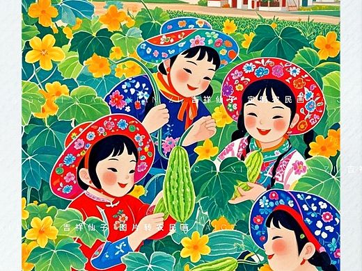 插画｜《摘苦瓜》