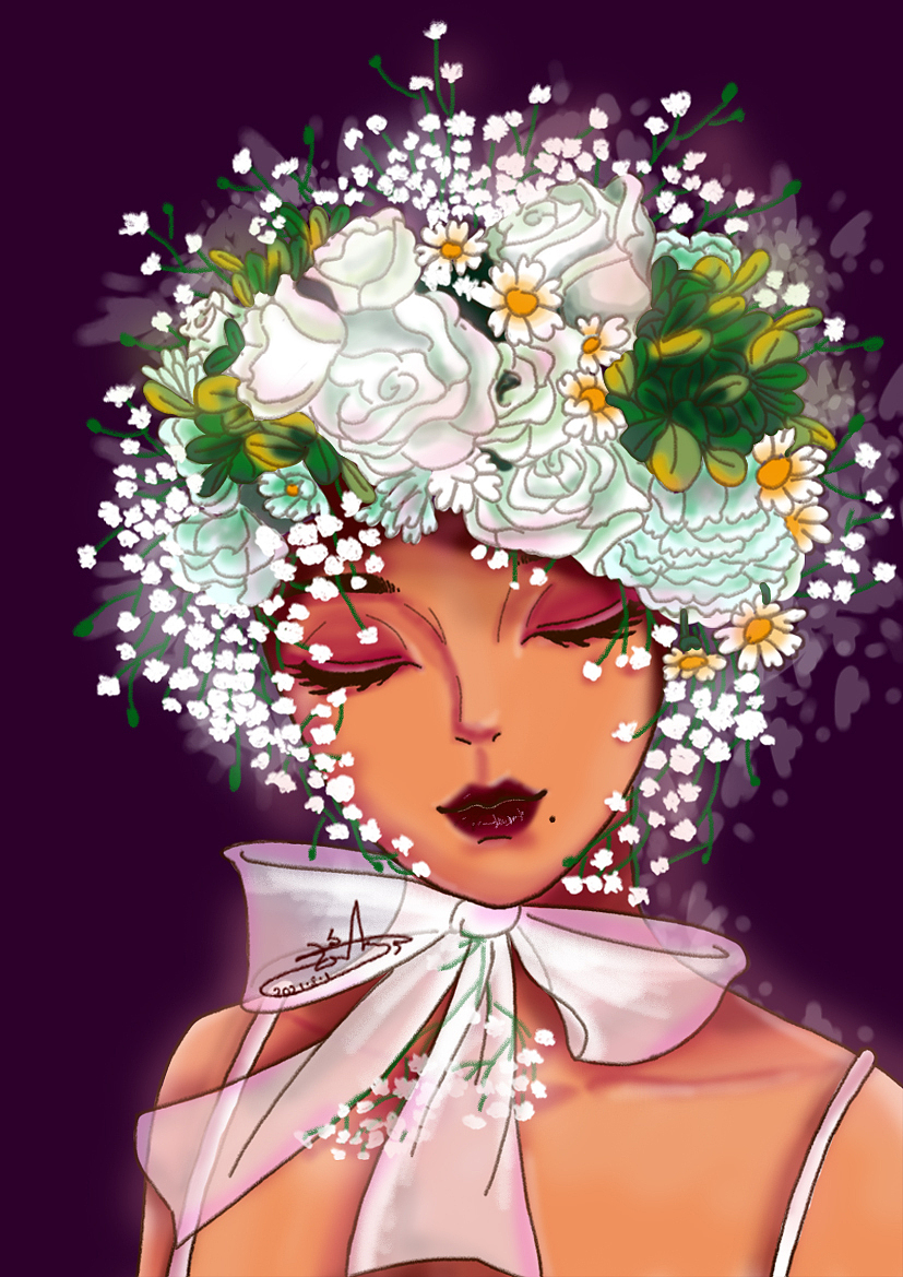 花与少女|插画|创作习作|z37854924 - 原创作品 - 站酷 (zcool)