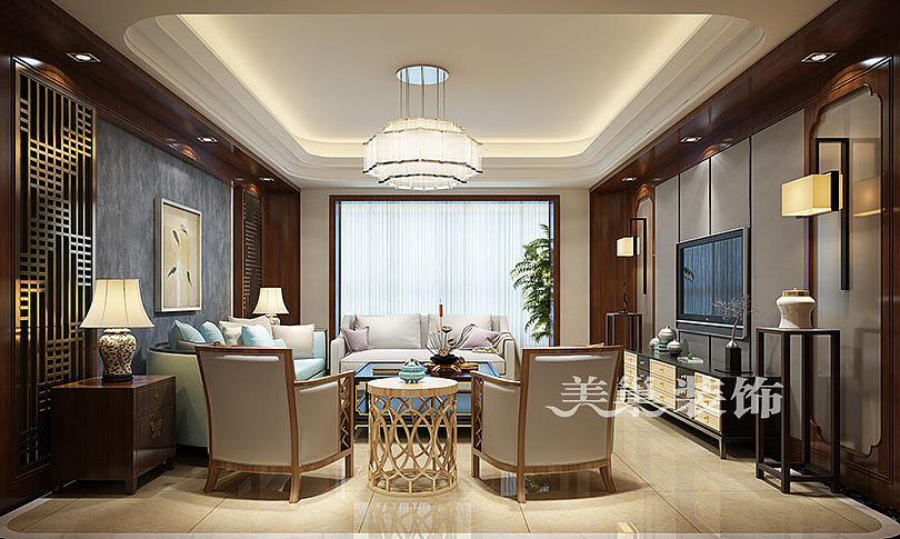 郑州亚星观邸四居室，170平新中式风，精致素雅有格调（图ZMTg1MzI2MzUy） - 家装设计 - 站酷设计师美巢装饰花园路店原创素材 - 站酷ZCOOL
