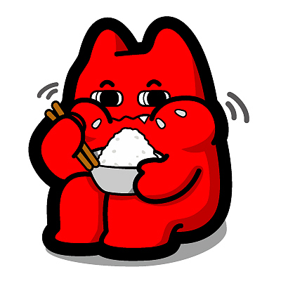 g67【魔鬼猫表情-吃饭】#全身 咀嚼 筷子 碗 米饭 盯 坐 ip 魔性 斗图